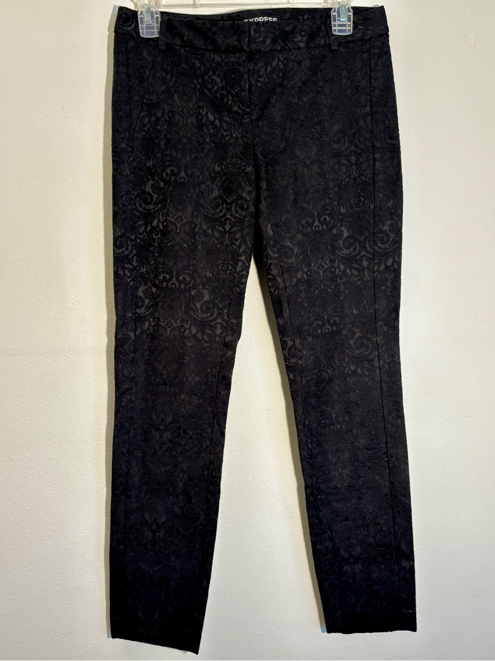 Express Black Floral Jacquard Columnist Trousers